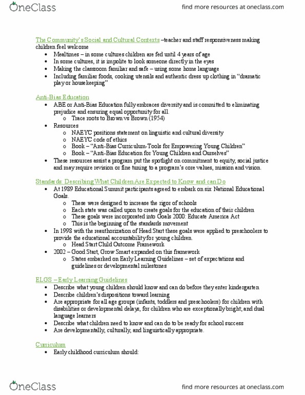 CFD 3250 Lecture Notes - Lecture 3: Montessori Education, Reggio Emilia Approach, Goals 2000 thumbnail