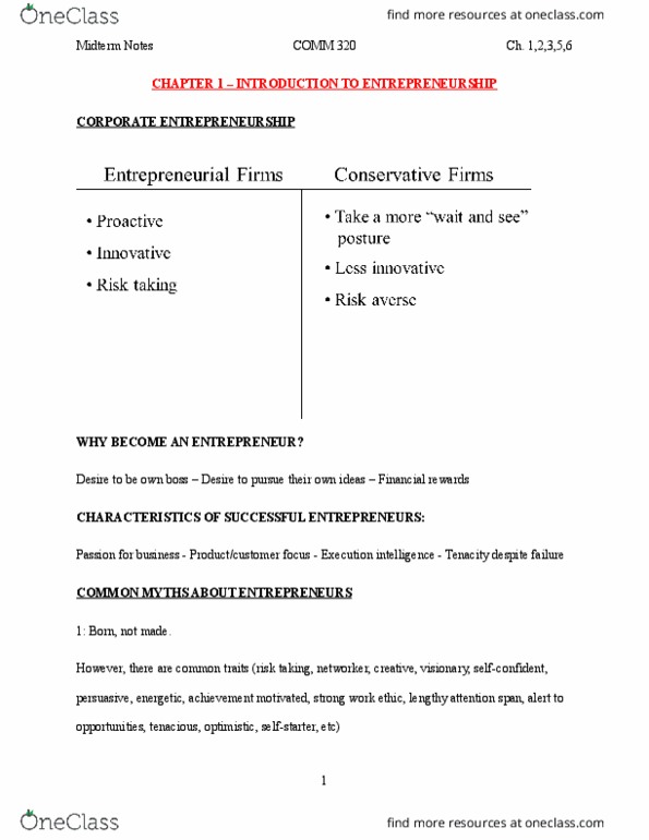 COMM 320 Chapter Notes - Chapter 1-10: Joint Venture, Product Differentiation, Trade Association thumbnail