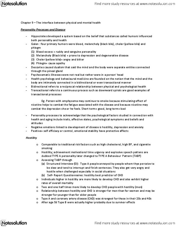 HSM 330 Chapter Notes - Chapter 9: Coronary Artery Disease, Degenerative Disease, Coronary Circulation thumbnail