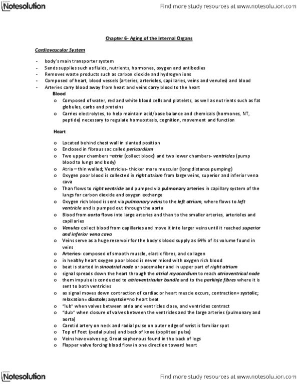 HSM 330 Chapter Notes - Chapter 6: Peripheral Artery Disease, Coronary Circulation, Pulmonary Artery thumbnail