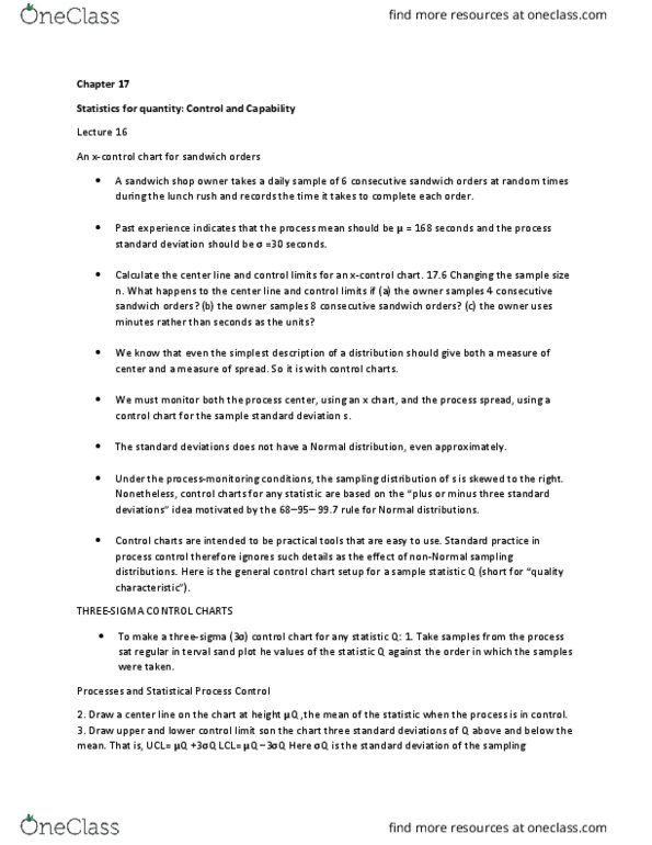 ECON 2500 Lecture Notes - Lecture 16: Statistical Process Control, Statistic, Standard Deviation thumbnail