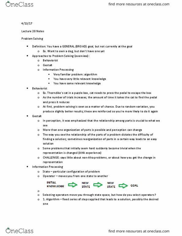 PSYC 2150 Lecture Notes - Lecture 21: Anagram, Functional Fixedness, Eureka Effect thumbnail