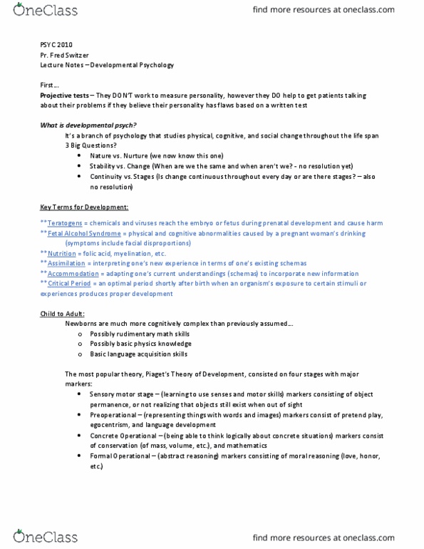 PSYCH 2010 Lecture Notes - Lecture 16: Dont, Language Development, Fetal Alcohol Spectrum Disorder thumbnail