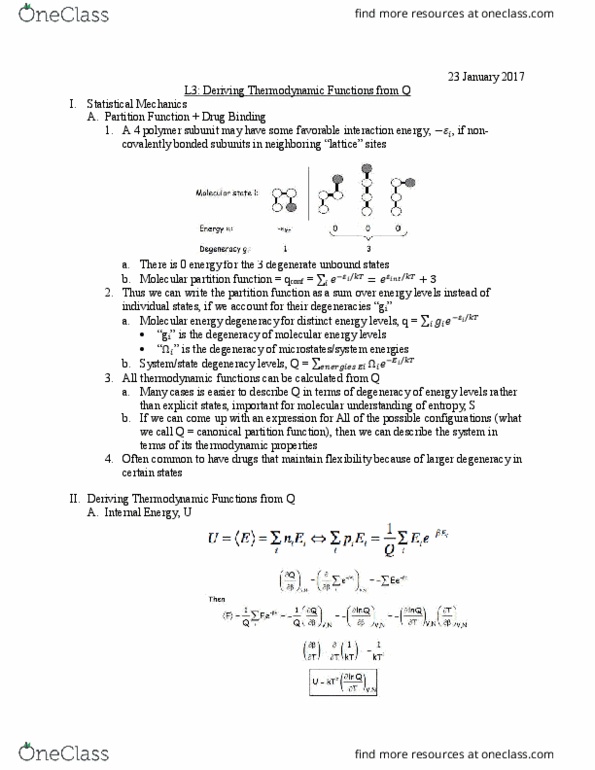University College - Chemistry Chem 402 Lecture Notes - Lecture 3: Helmholtz Free Energy, Ergodicity, Qi thumbnail