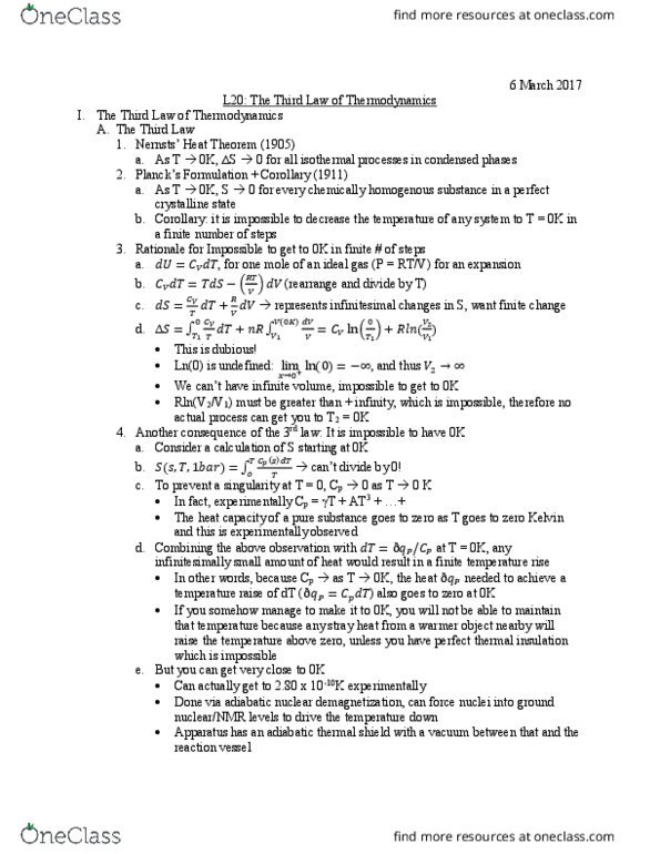 University College - Chemistry Chem 402 Lecture Notes - Lecture 20: Helmholtz Free Energy, Smax, Gibbs Free Energy thumbnail