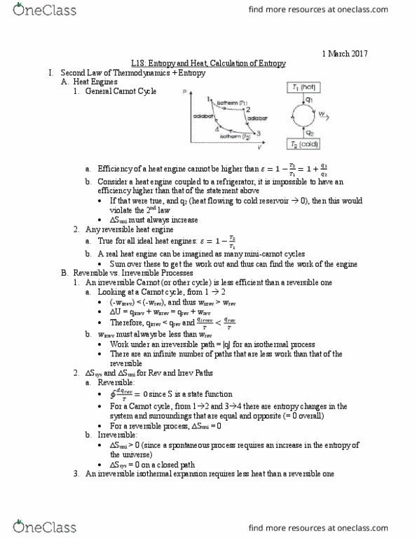 University College - Chemistry Chem 402 Lecture Notes - Lecture 18: Negative Number, Irreversible Process, Clausius Theorem thumbnail