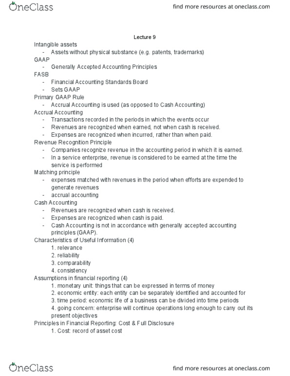 ACG-2021 Lecture Notes - Lecture 9: Financial Statement, Matching Principle thumbnail