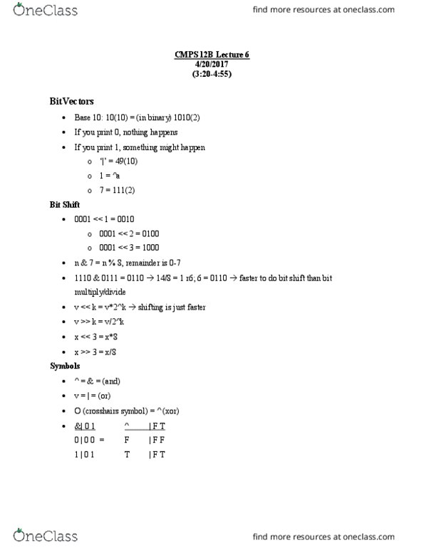 CSE 15 Lecture Notes - Lecture 6: Logarithm, Edge Case, C Dynamic Memory Allocation thumbnail