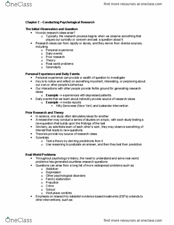 PSYC 201W Chapter Notes - Chapter 2: Confounding, Content Analysis, Internal Validity thumbnail