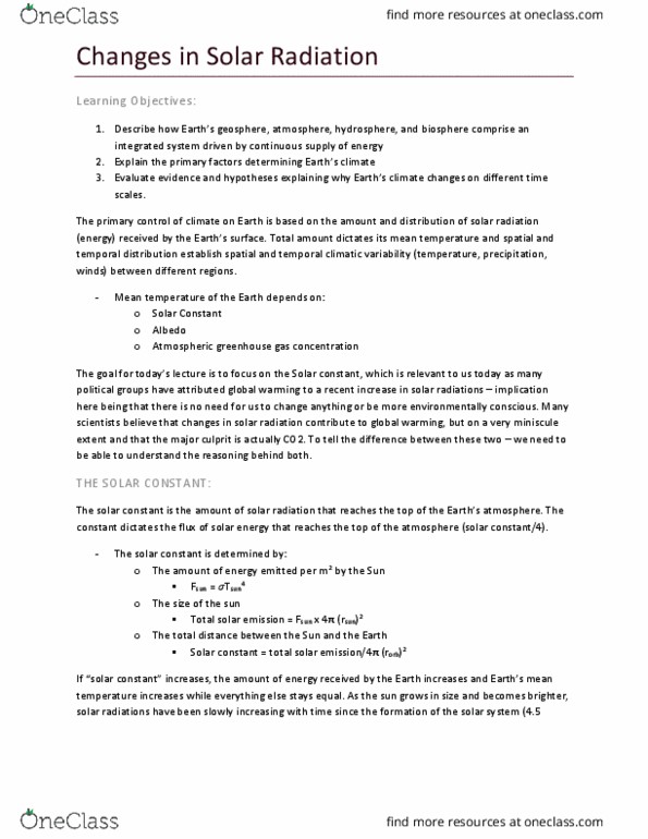 EOSC 112 Lecture Notes - Lecture 4: Solar Constant, Solar Radius, Geosphere thumbnail