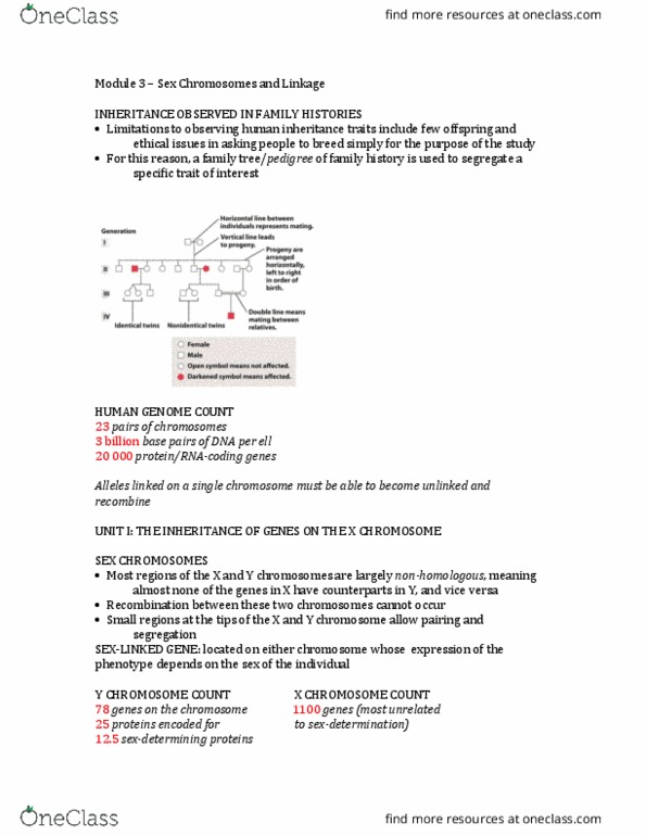 BIOLOGY 1A03 Lecture Notes - Lecture 3: Hmga2, Haemophilia, Y Chromosome thumbnail