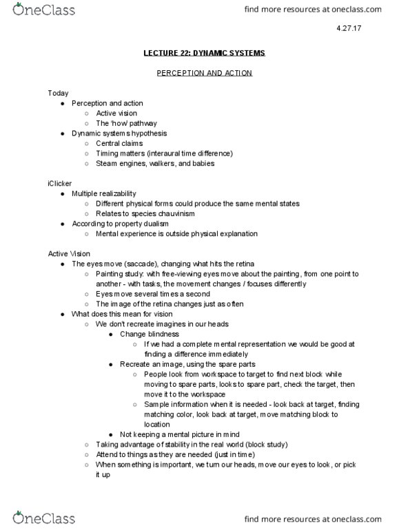 PSYCH 1102 Lecture Notes - Lecture 22: Two-Streams Hypothesis, Sound Localization, Ecological Psychology thumbnail