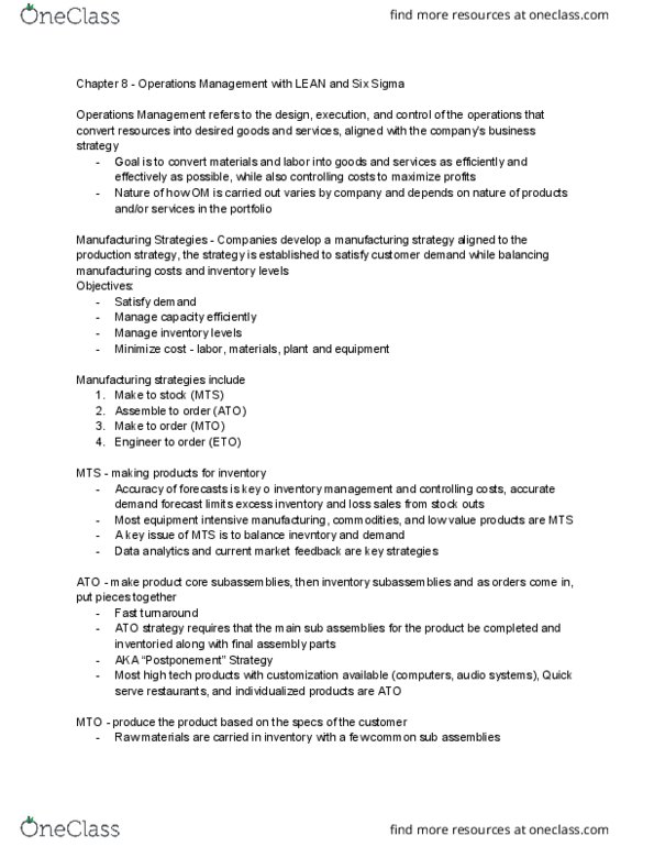 33:799:301 Lecture Notes - Lecture 15: Kaizen, Laundry Detergent, Six Sigma thumbnail