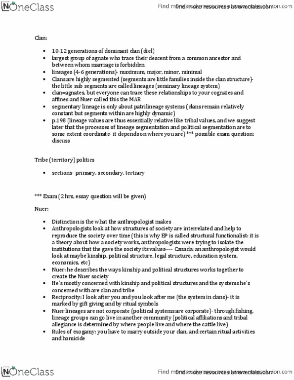 ANTB19H3 Lecture Notes - Lecture 1: Time Complexity, Segmentary Lineage, Patrilineality thumbnail