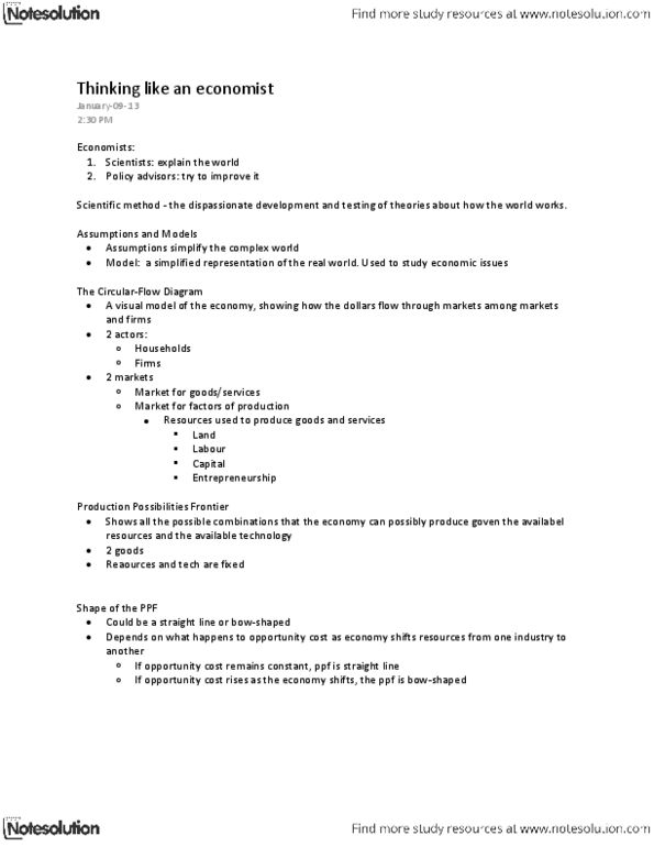 ECON102 Lecture Notes - Opportunity Cost thumbnail