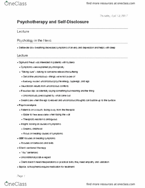 PSY 301 Lecture Notes - Lecture 23: Natural Arch, Functional Magnetic Resonance Imaging, Introjection thumbnail