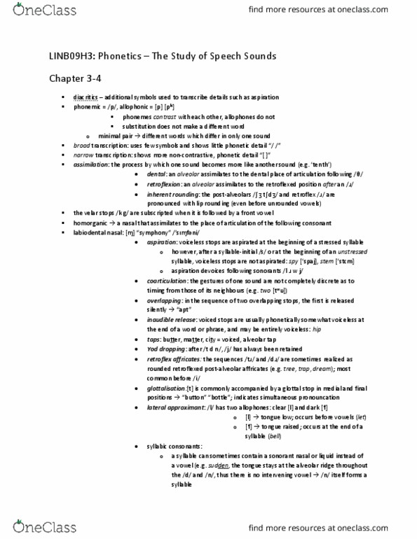 LINB09H3 Chapter Notes - Chapter 3: Syllable, Cardinal Vowels, Speech Organ thumbnail