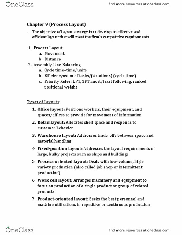 MSOM 3101 Lecture Notes - Lecture 8: Job Shop, Material-Handling Equipment thumbnail