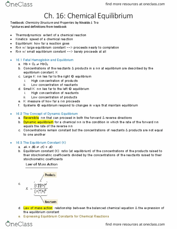 CHEM H2C Chapter Notes - Chapter 16: Reaction Quotient, Rice Chart, Inert Gas thumbnail