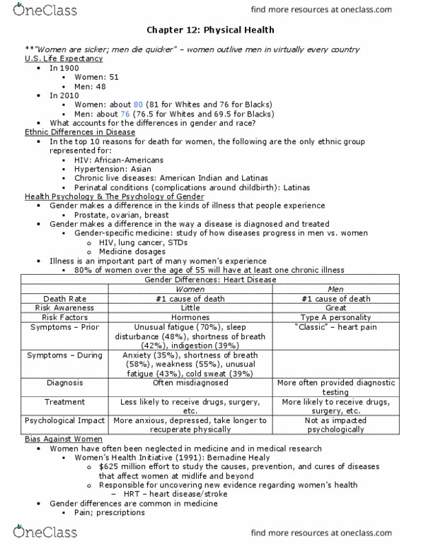 PSYC 300 Lecture Notes - Lecture 12: American Cancer Society, Chemotherapy, Mastectomy thumbnail