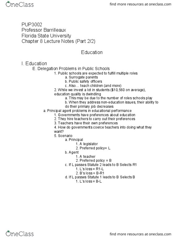 PUP-3002 Lecture Notes - Lecture 11: No Excuses, School Voucher, Knowledge Is Power Program thumbnail