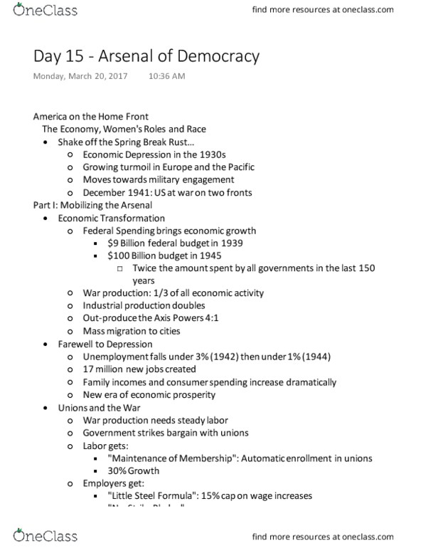 HST 102 Lecture Notes - Lecture 15: Executive Order 9066, Bracero Program, Internment Of Japanese Americans thumbnail