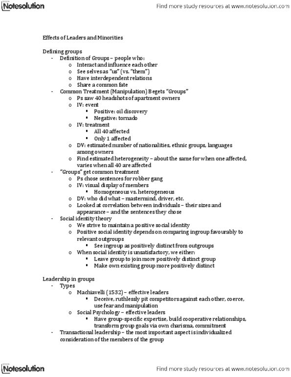 PSYCH253 Lecture Notes - Norm (Social), Ingroups And Outgroups, Minority Influence thumbnail