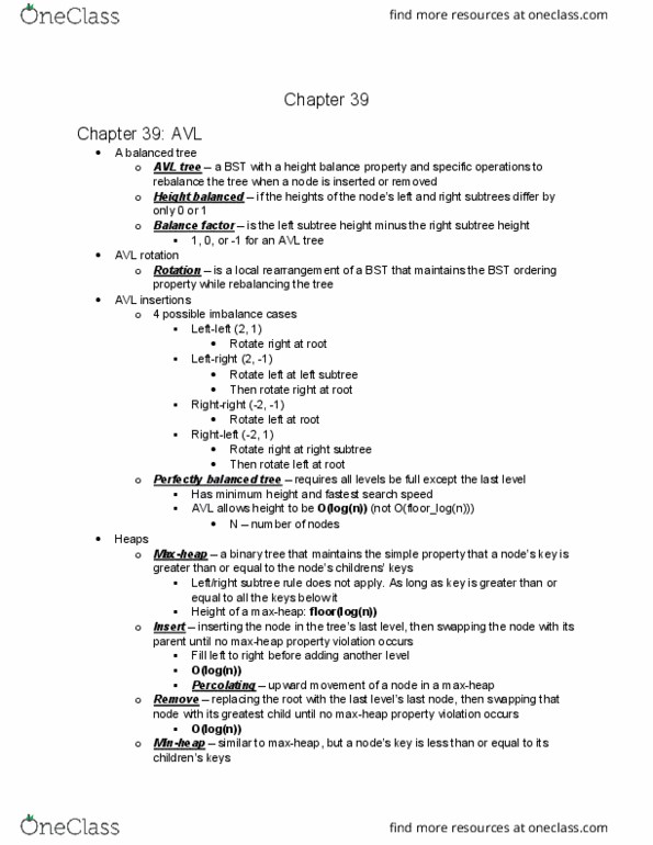 COSC 2320 Chapter Notes - Chapter 39: Treap, Avl Tree, Binary Search Tree thumbnail