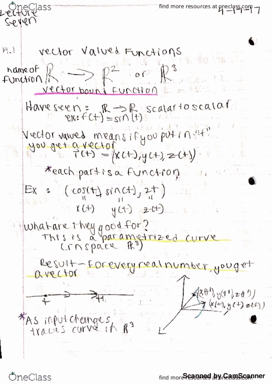 MATH 32A Lecture 7: Vector Valued Functions thumbnail