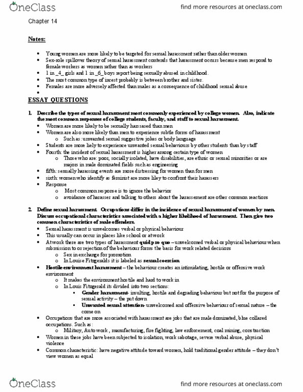 PSYC 3480 Chapter Notes - Chapter 14: Posttraumatic Stress Disorder, Dating Abuse, Acquaintance Rape thumbnail