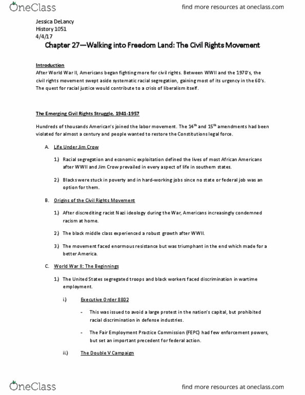 HIST 1051 Chapter Notes - Chapter 27: Voting Rights Act Of 1965, Sri Lankan Tamil Militant Groups, Young Lords thumbnail