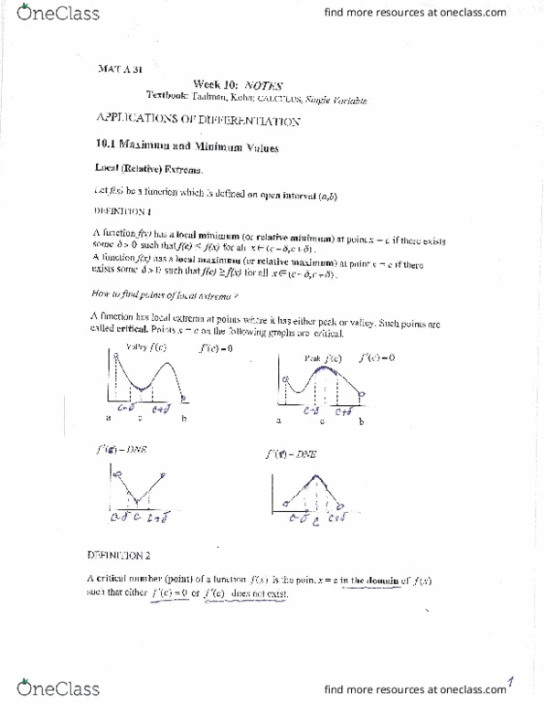 MATA31H3 Lecture Notes - Lecture 10: Tuu Languages, Quality Function Deployment, Mean Value Theorem thumbnail