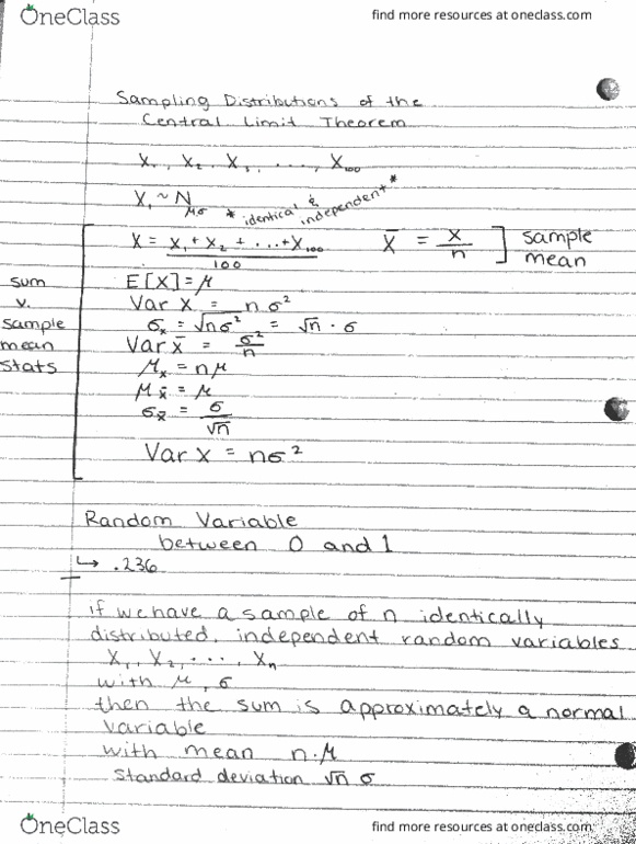 STAT 1100Q Lecture Notes - Lecture 14: Random Variable thumbnail