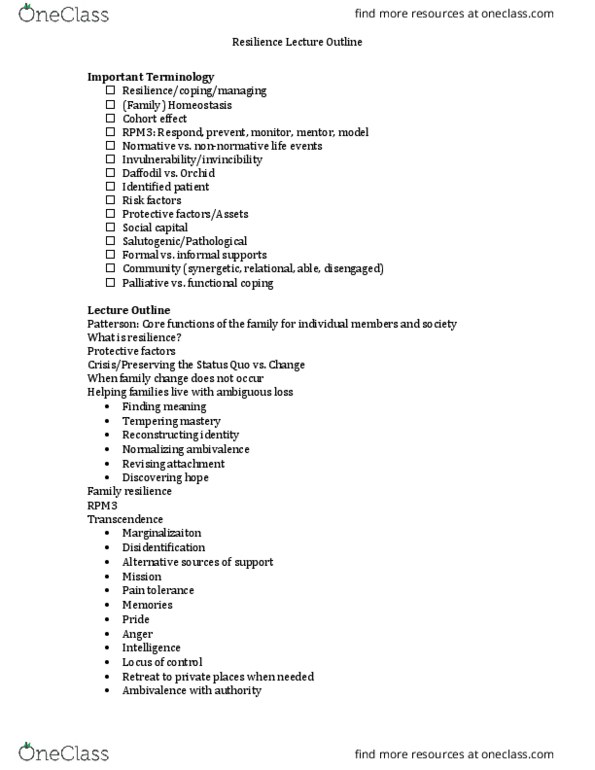 HD 4324 Lecture Notes - Lecture 6: Pain Tolerance, Identified Patient, Social Capital thumbnail