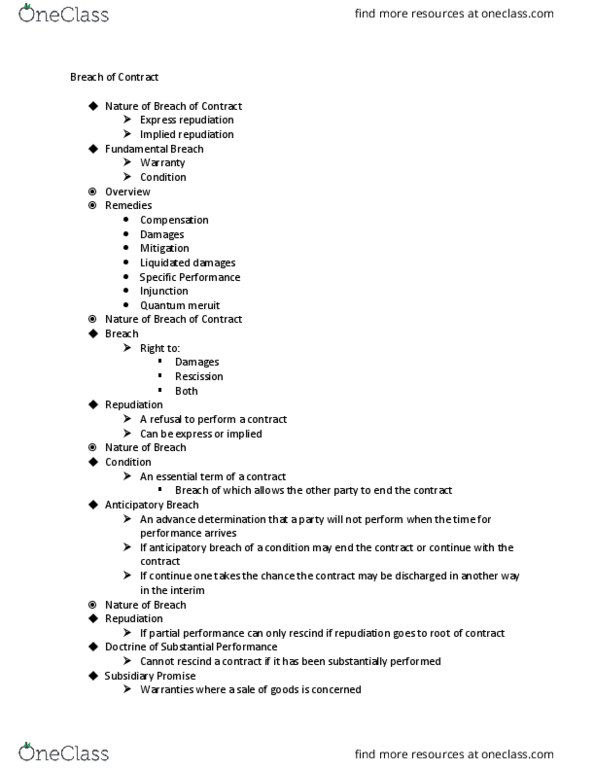 ADMS 2610 Lecture Notes - Lecture 6: Punitive Damages, Special Circumstances, Equitable Remedy thumbnail