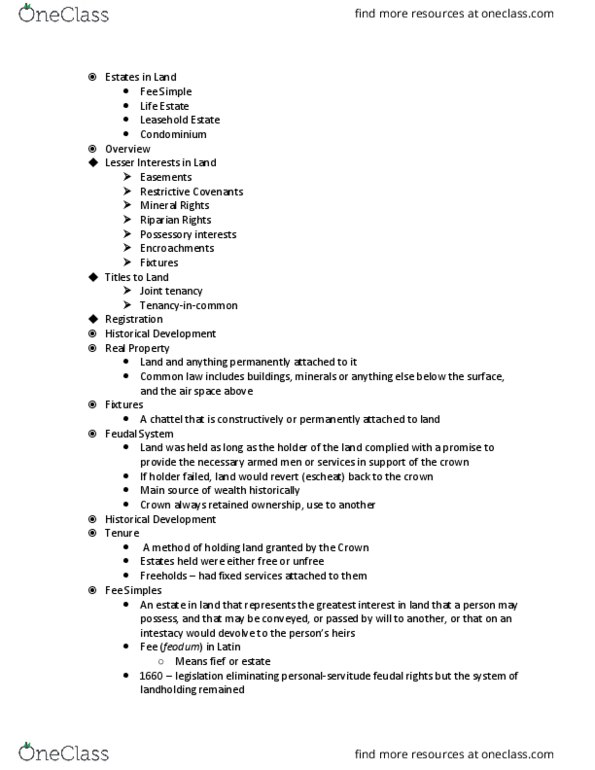 ADMS 2610 Lecture Notes - Lecture 8: Adverse Possession, Crown Estate, Concurrent Estate thumbnail