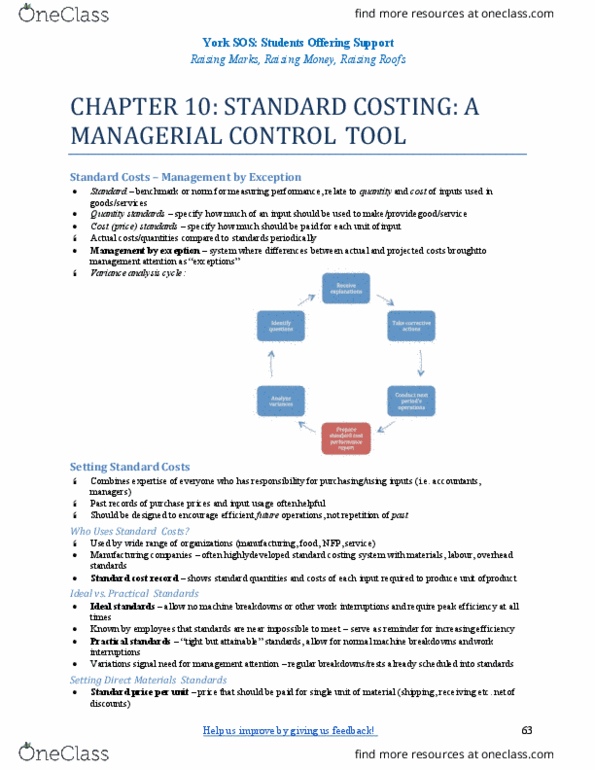 ACTG 2020 Chapter Notes - Chapter 10: Variable Cost, Customer Satisfaction, Standard Cost Accounting thumbnail