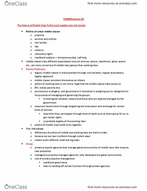 CAS390H1 Lecture Notes - Lecture 10: Work Unit, Power (Social And Political), Neoliberalism thumbnail