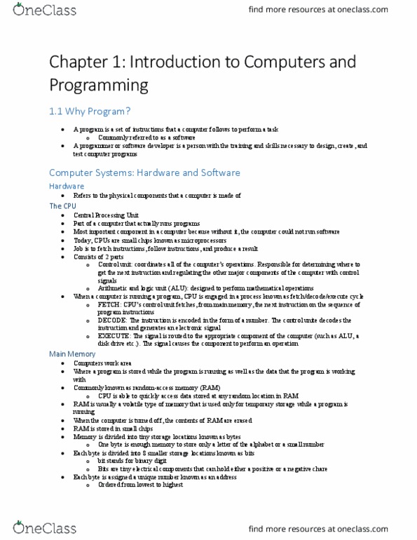 CMPT 129 Chapter Notes - Chapter 1: Text Editor, Application Software, Microsoft Powerpoint thumbnail