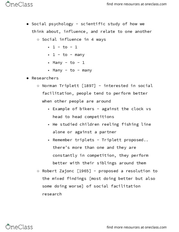 PSY 101 Lecture Notes - Lecture 14: Fundamental Attribution Error, Harold Kelley, Stanley Milgram thumbnail