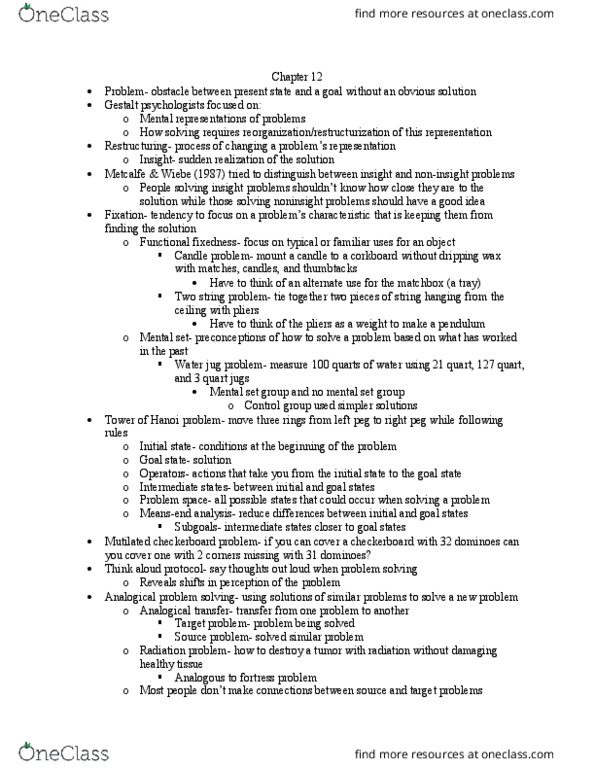 BISC 121Lg Chapter Notes - Chapter 12: Latent Inhibition, Temporal Lobe, Think Aloud Protocol thumbnail