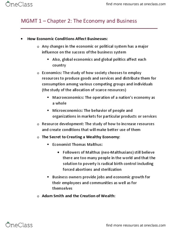 MGMT 1 Chapter Notes - Chapter 2: Gross Domestic Product, Core Inflation, Frictional Unemployment thumbnail