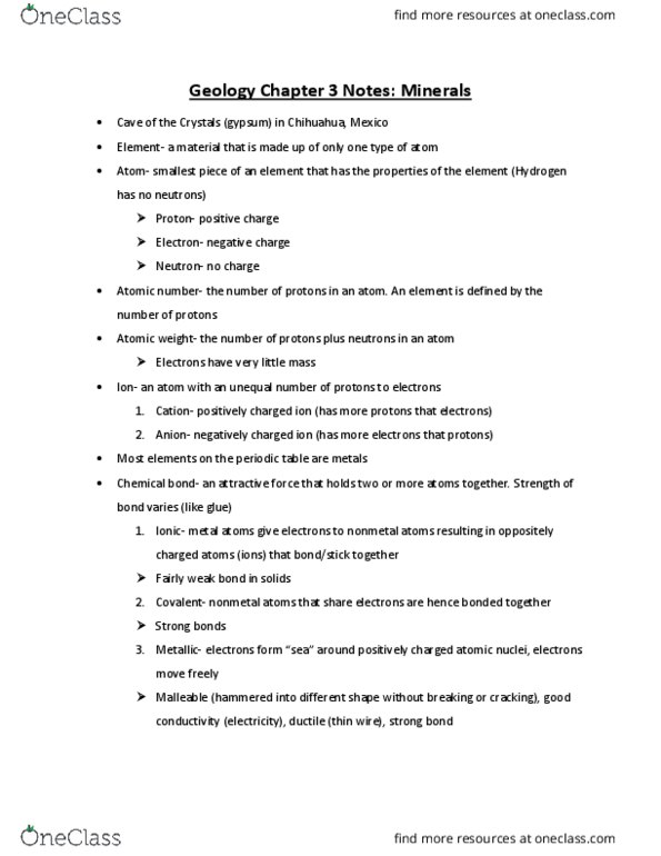 GEO 101 Lecture Notes - Lecture 4: Conchoidal Fracture, Specific Gravity, Standard Scale thumbnail