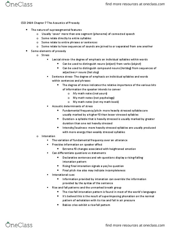 CSD-2464 Lecture Notes - Lecture 7: Exhalation, Cricothyroid Muscle, Phonation thumbnail