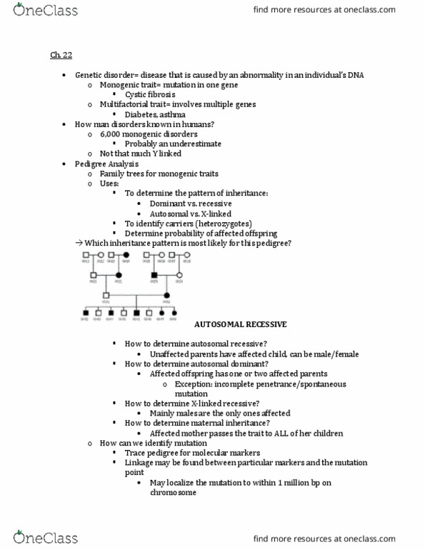 BIO-2400 Lecture Notes - Lecture 22: Karyotype, Chromosome, Genetic Testing thumbnail