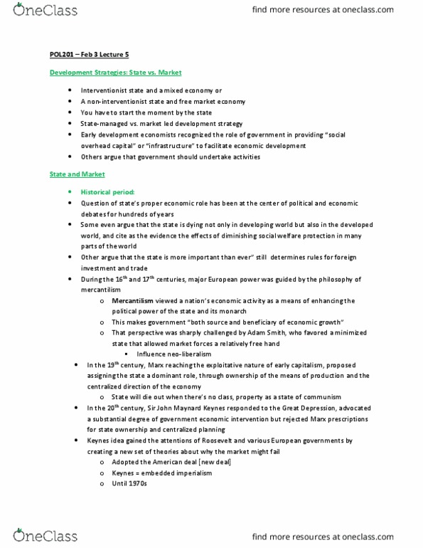 POL201Y1 Lecture Notes - Lecture 6: Debt Crisis, Thomas Friedman, Structural Adjustment thumbnail