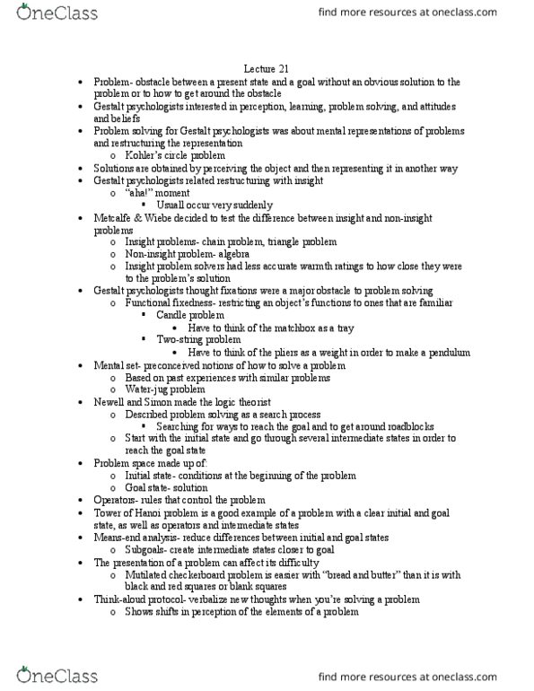 PSYC 301L Lecture Notes - Lecture 21: Logic Theorist, Pliers, Functional Fixedness thumbnail