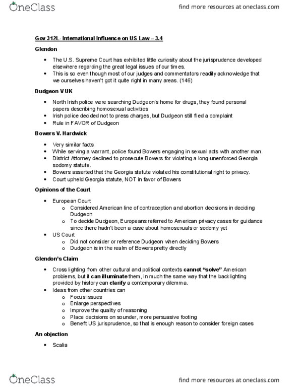 GOV 312L Lecture Notes - Lecture 18: Cross Burning, Antonin Scalia thumbnail