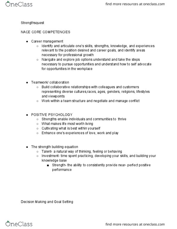 GENL 121 Lecture Notes - Lecture 1: Critical Thinking, Holland Codes, Nace International thumbnail