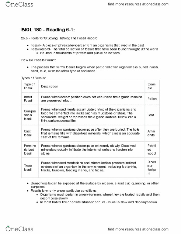 BIOL 180 Chapter Notes - Chapter 6: Cenozoic, Archean, Phanerozoic thumbnail